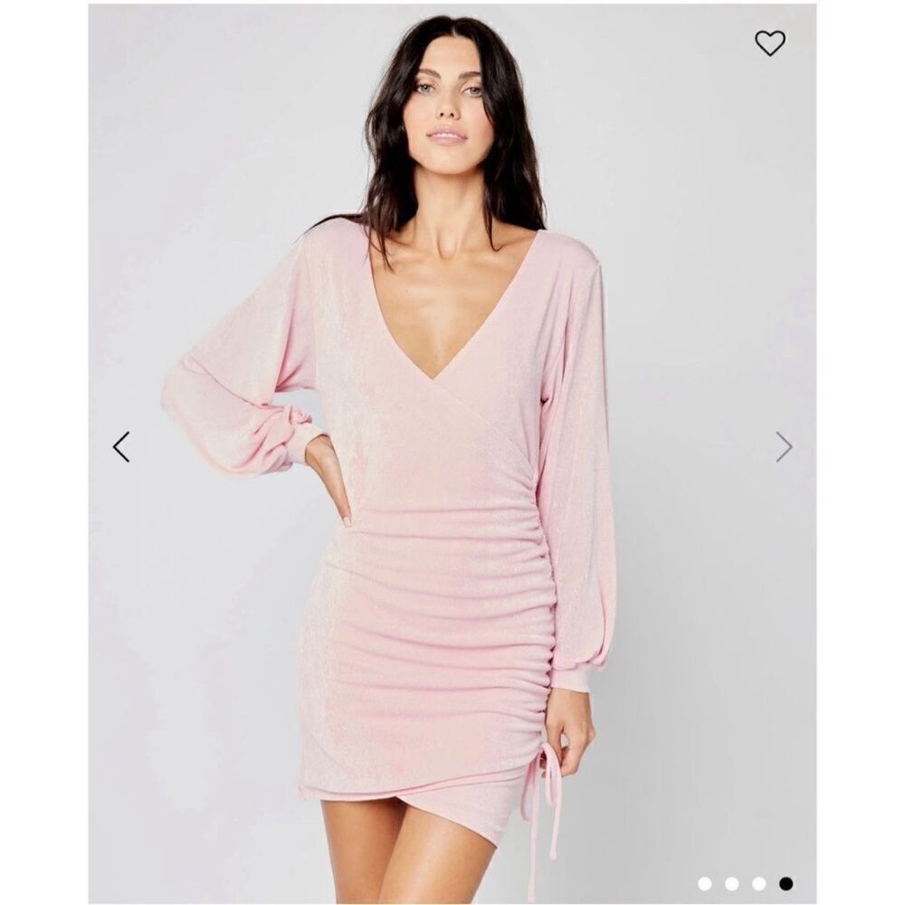 NWT l*space women's melissa dress size xl in light pink shimmer w/ ruched side